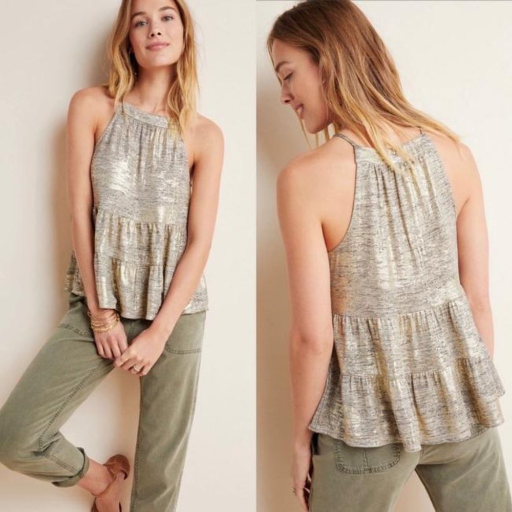 Anthropologie Sunday In Brooklyn Becca Tiered Babydoll Top sz M Medium